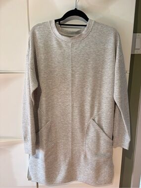 George Long Sleeve Tunic Dress in Light Gray